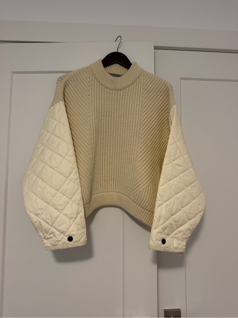Sportmax Cream Ribbed Crewneck Sweater